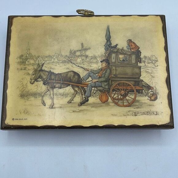 Vintage 1966 Anton Pieck cabin farm art rustic decor - Picture 1 of 10